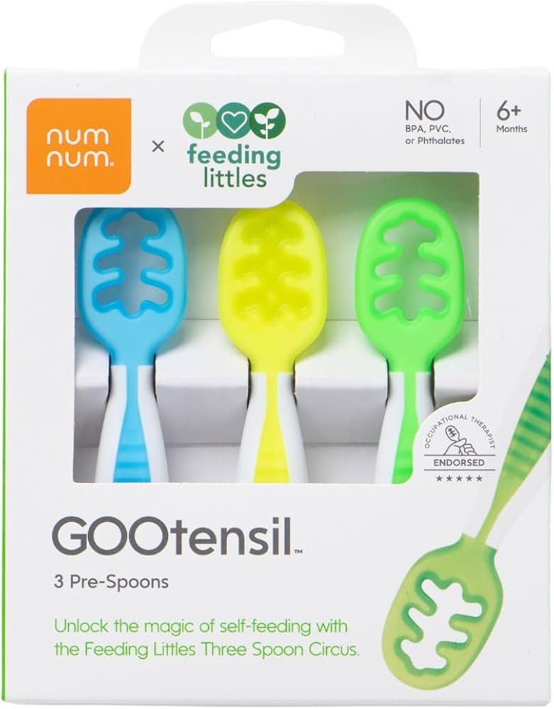 NumNum Baby Spoons Set, Feeding Littles x Silicone Pre-Spoon GOOtensils for Kids Aged 6+ Months -... | Amazon (US)