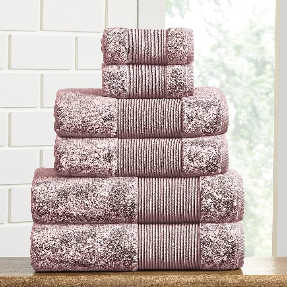Modern Threads Air Cloud 6-Piece Towel Set - 100% Zero-Twist Cotton, 500 GSM, Quick Dry & Plush, ... | Amazon (US)