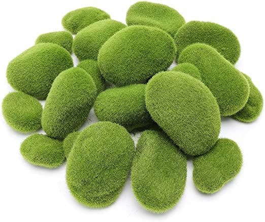 BigOtters 24 PCS Artificial Moss Rocks, 6 Size Faux Green Moss Covered Stones Green Moss Balls De... | Amazon (US)
