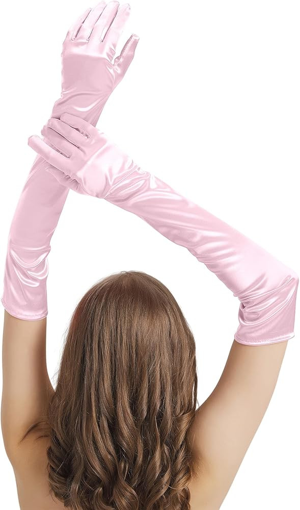Long Satin Gloves Costume Women Elbow Lenth 21" Long Gloves Opera Halloween Cosplay 1920s Party D... | Amazon (US)
