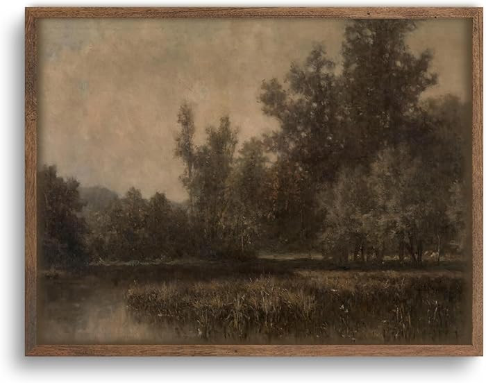 YSDPIC Vintage Forest Landscape Wall Art with Dark Wood Frame – 12x16 Inch Rustic Tree and Lake... | Amazon (US)