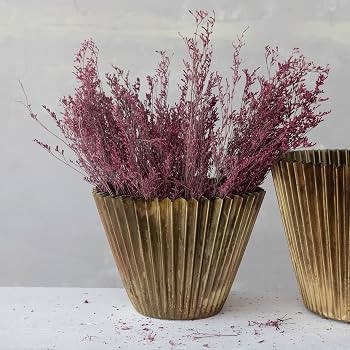 Creative Co-Op 2-Piece Decorative Metal Fluted Planters, Antique Brass Finish | Amazon (US)