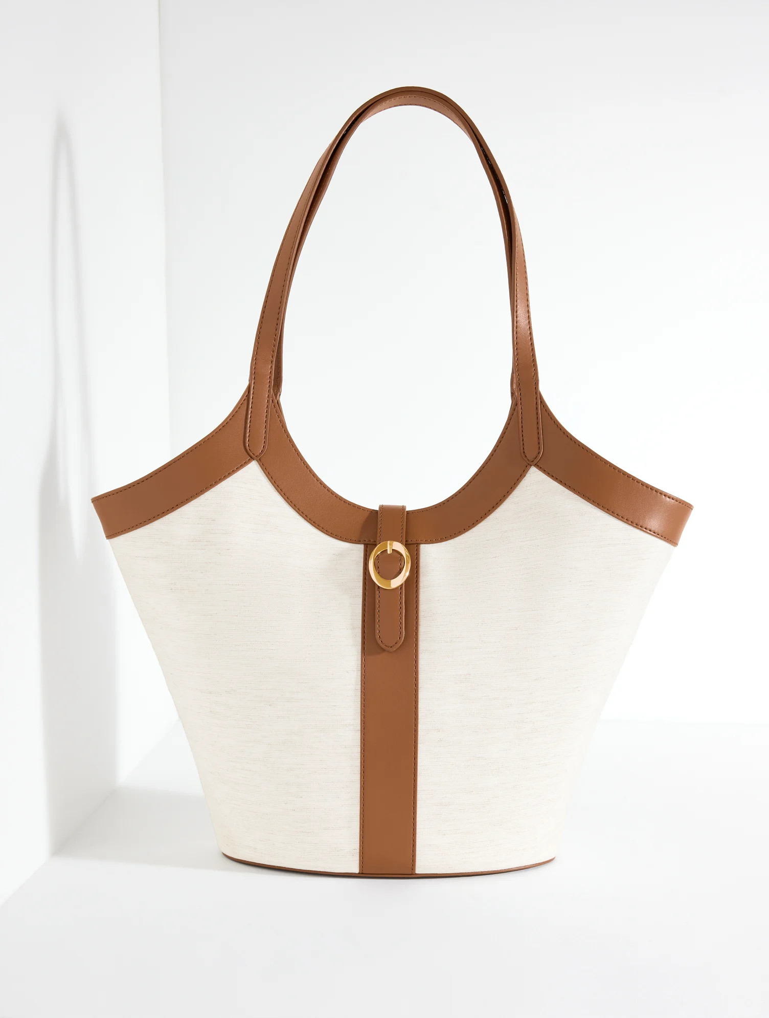 Canvas Diamond Tote - White/Havana Tan - 001 Talbots | Talbots