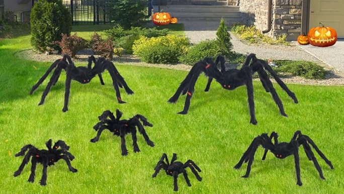 Halloween Spider Decorations, 6 Pack Giant Spider Outdoor Decorations for Halloween, Scary Hairy ... | Amazon (US)