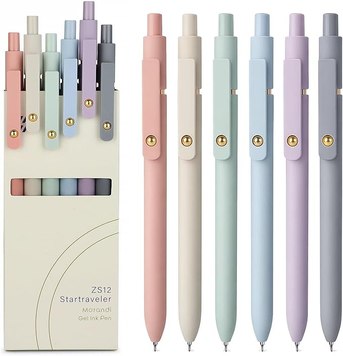 FIOVER Gel Pens, 6 Pack, Quick-Dry Black Ink, 0.7 mm Fine Point, Retractable Soft Grip Pens for J... | Amazon (US)