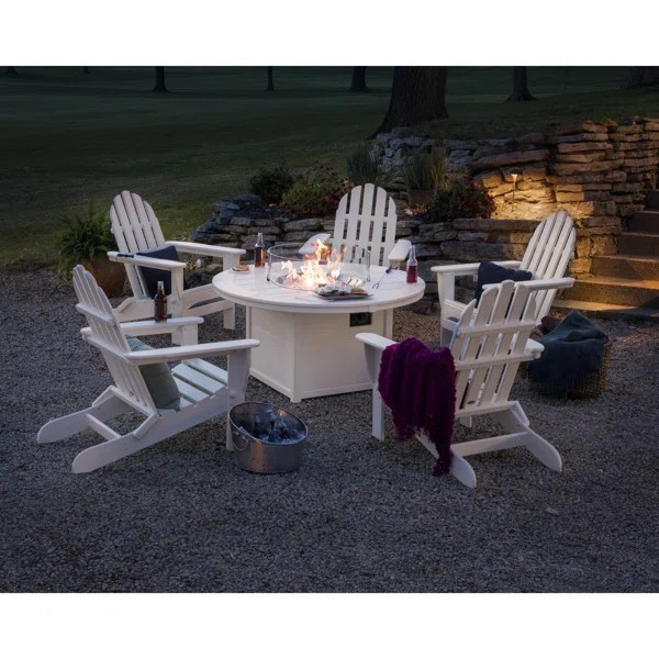Classic Folding Adirondack 6-Piece Conversation Set with Fire Pit Table | Wayfair North America