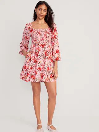 Fit &amp; Flare Long-Sleeve Mini Dress for Women | Old Navy (US)