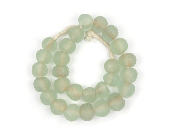 Large Aqua Recycled Glass Beads Glass Décor Beads Decorative - Etsy | Etsy (US)