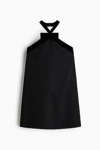 H & M - Bow-detail halterneck dress - Black | H&M (UK, MY, IN, SG, PH, TW, HK)