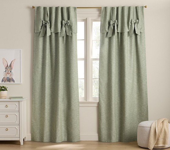 Evelyn Linen Blend Bow Valance Blackout Curtain | Pottery Barn Kids