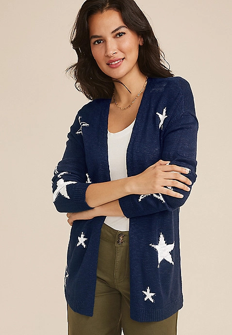 Americana Star Open Front Cardigan | Maurices