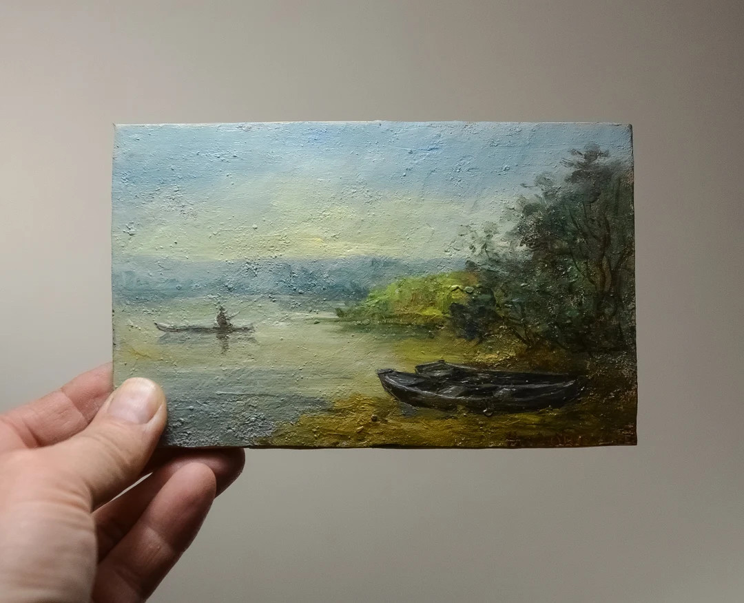 Small oil painting original Miniature oil painting Mini landscape Wood slice art Small Oil Painti... | Etsy (UK)