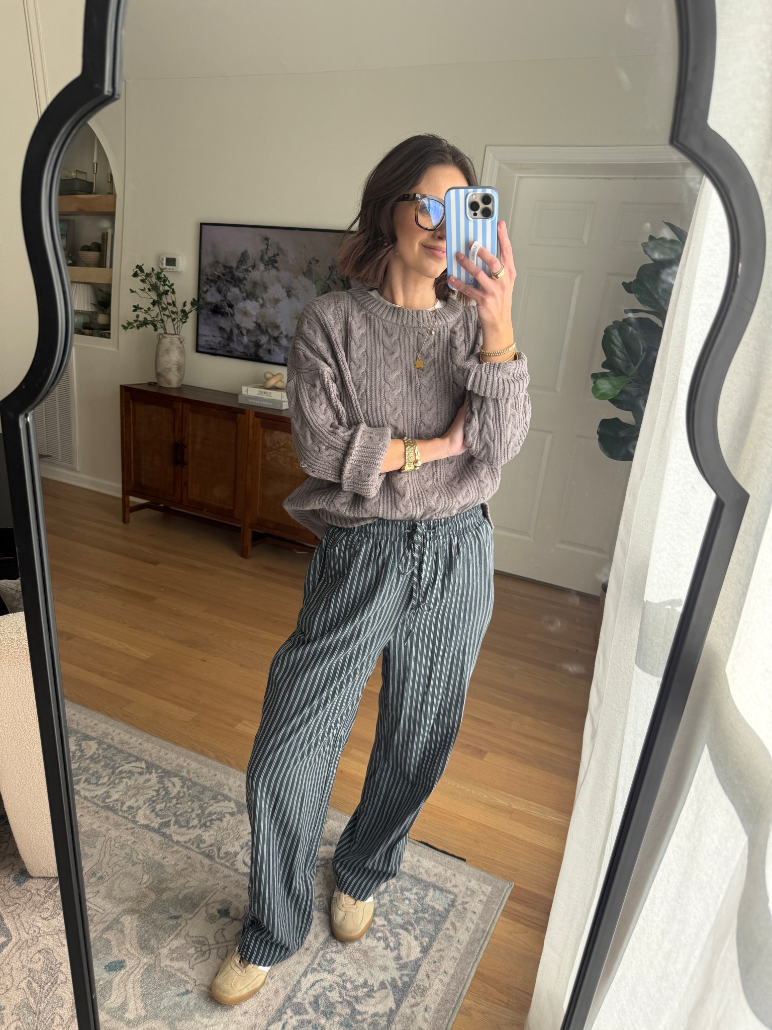 Cable sweater : wearing m 
Linen pants // drawstring pants : wearing m
Blue light glasses 
Adidas gazelle

Mom style // mom outfit // sahm // winter outfit // casual outfit 

#LTKgrwm #LTKootd #LTKFindsUnder100