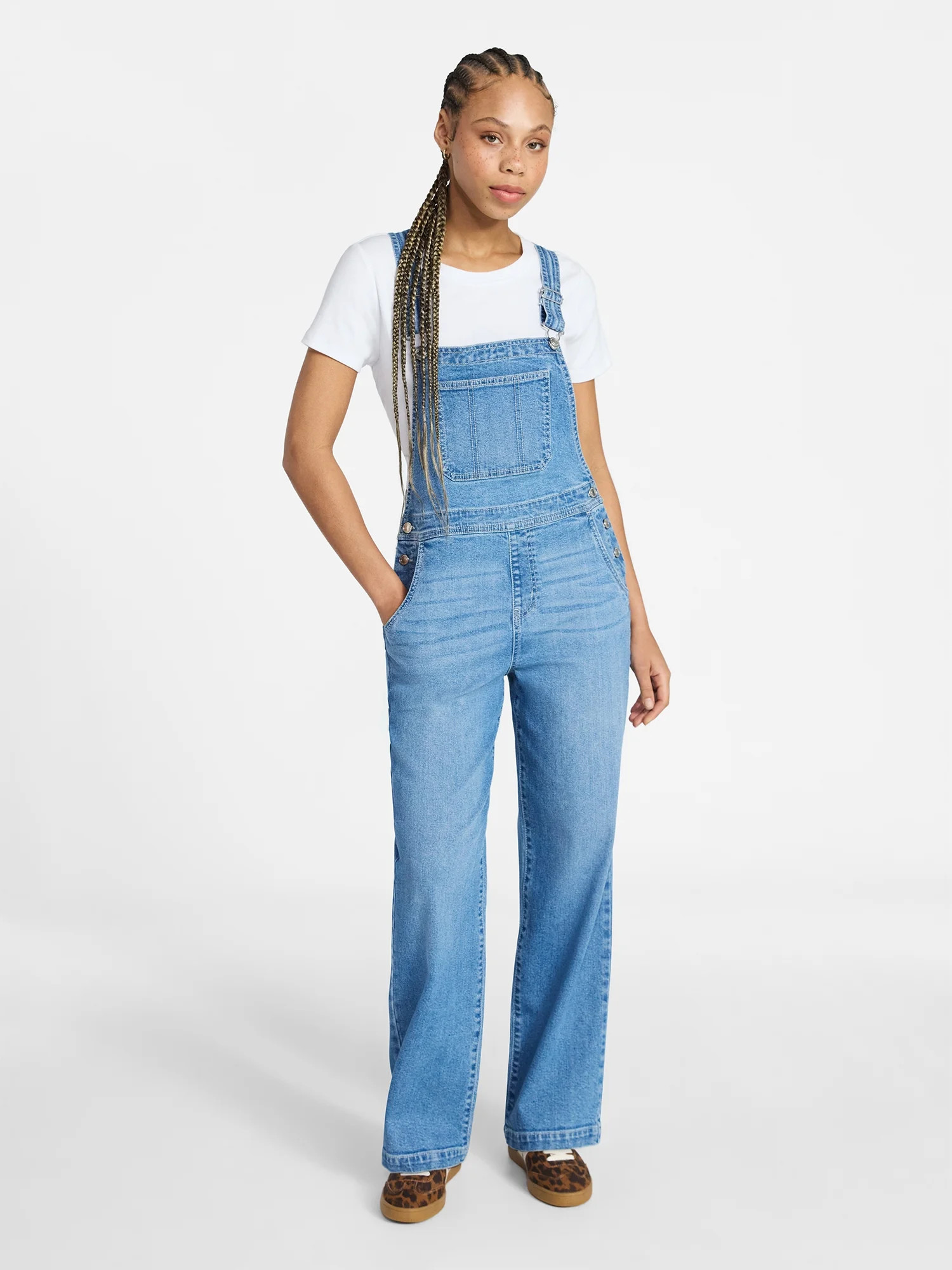 No Boundaries Relaxed Wide Leg Denim Overalls, Women's XXS-XXL | Walmart (US)