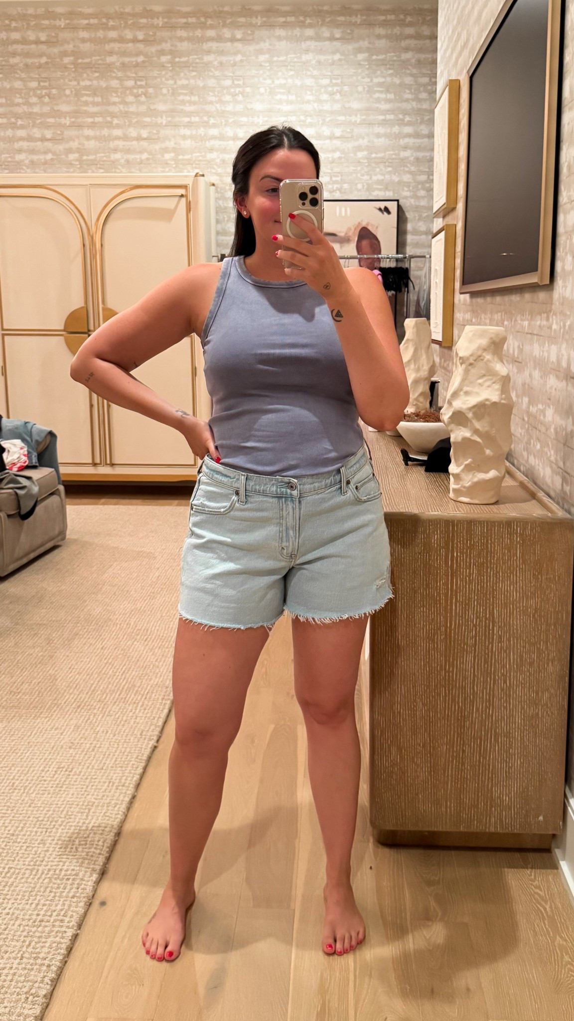 Code: AFTIA 
I LOVE this new style of denim shorts at @Abercrombie! Great length, comfy, and on sale for under $40! Size 31, M tank   #abercrombiepartner #ad

#LTKSeasonal #LTKSaleAlert #LTKMidsize