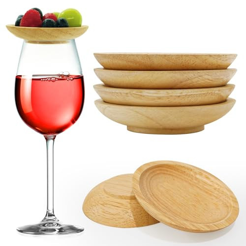 Wine Glass Charcuterie Topper 4 Pcs, Mini Charcuterie Boards for Wine Glass, Wine Glass Topper Charcuterie Plate, Wooden Lids for Wine Glasses (4 PCS) | Amazon (US)