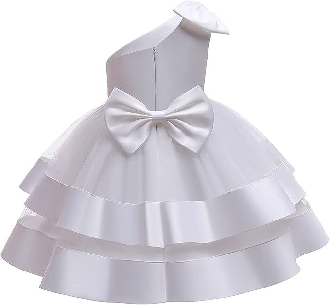 KLFFLGID Baby Girl Tulle One Shoulder Dresses Toddler Bowknot Formal Party Wedding Flower Girl Dr... | Amazon (US)