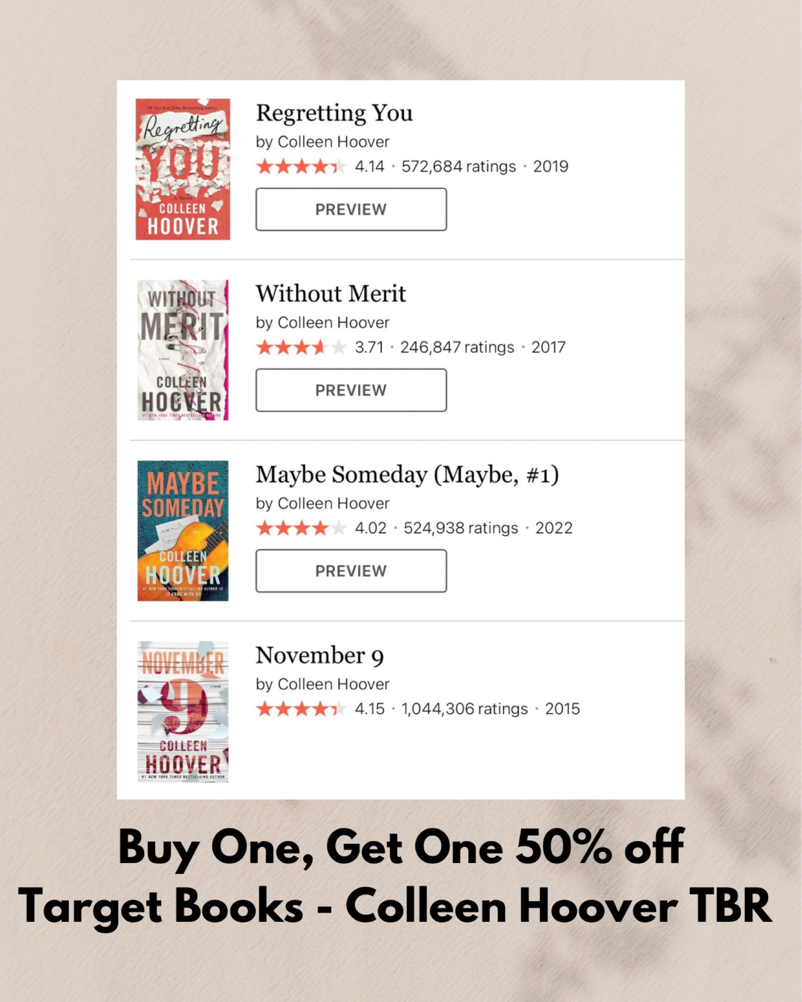 Run, don’t walk! Target has BOGO books right now - here is my Colleen Hoover book TBR list 

#LTKsalealert #LTKGiftGuide #LTKSpringSale