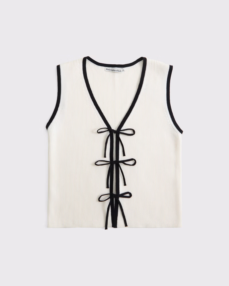 Abercrombie & Fitch Women's Tie-Front V-Neck Sweater Vest in White - Size S | Abercrombie & Fitch (US)