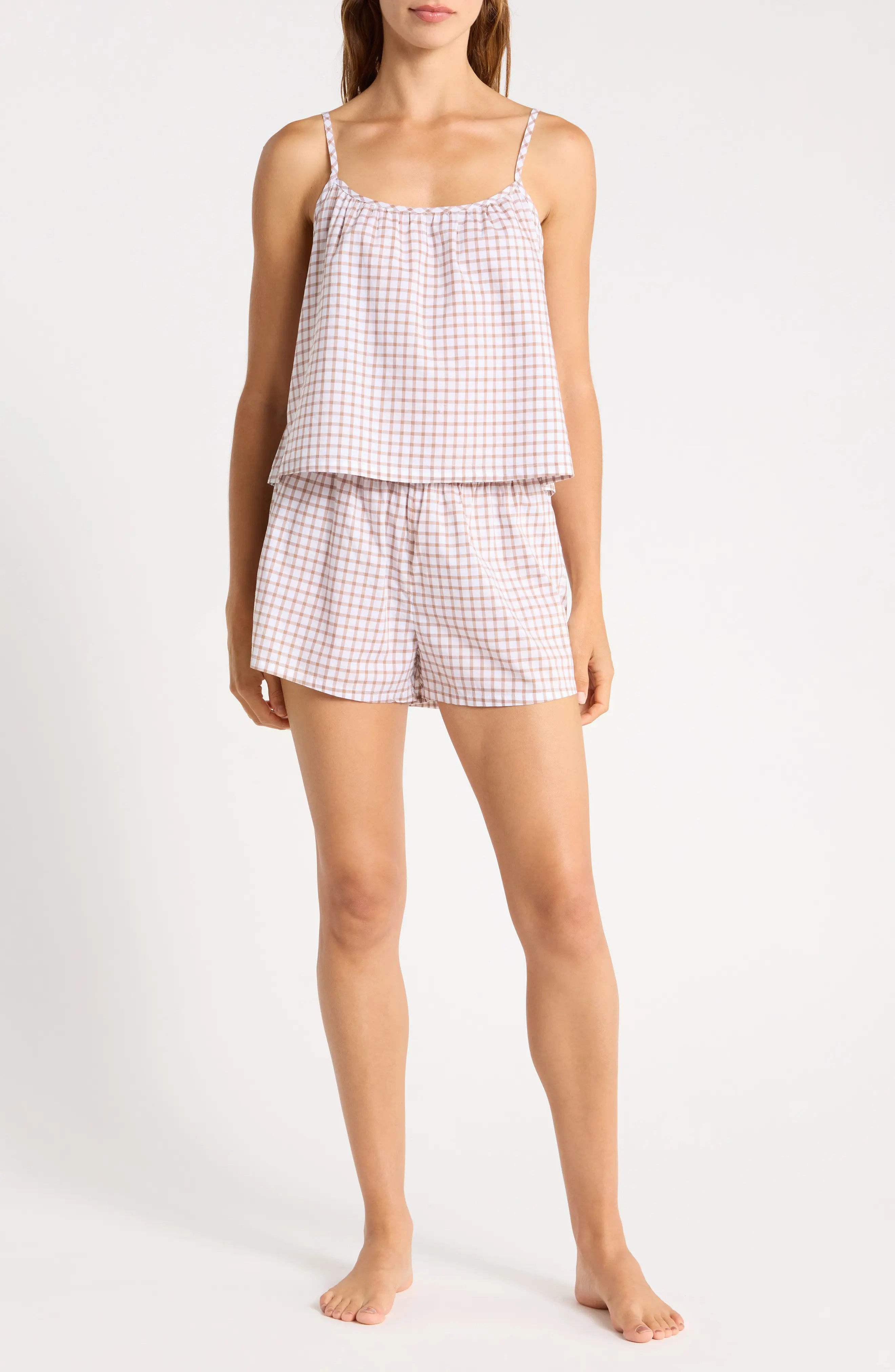 Grid Cotton Crop Camisole & Shorts Pajamas (Women) | Nordstromrack | Nordstrom Rack