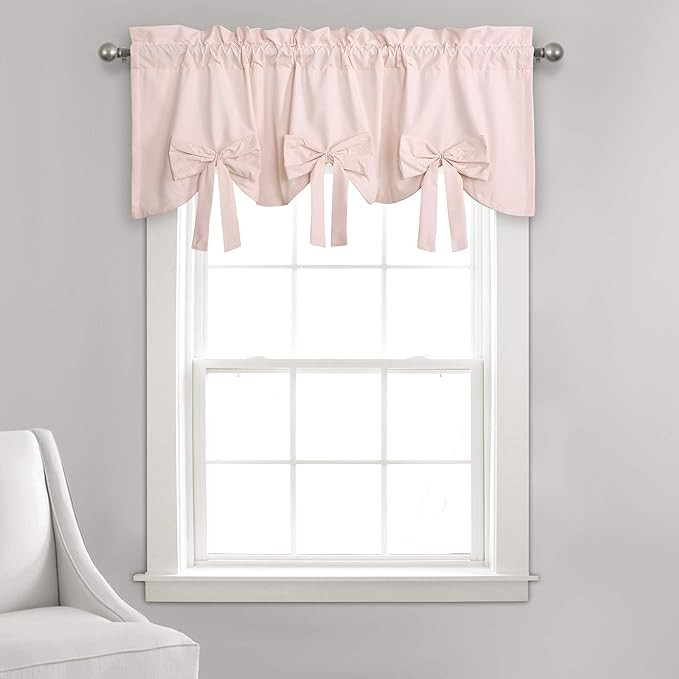 Lush Decor Melody Bow Valance Curtain 52" W x 18" L +3" Blush - Bow Curtains - Kitchen Valances f... | Amazon (US)