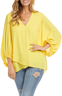 Click for more info about Crossover Blouson Sleeve Crepe Top