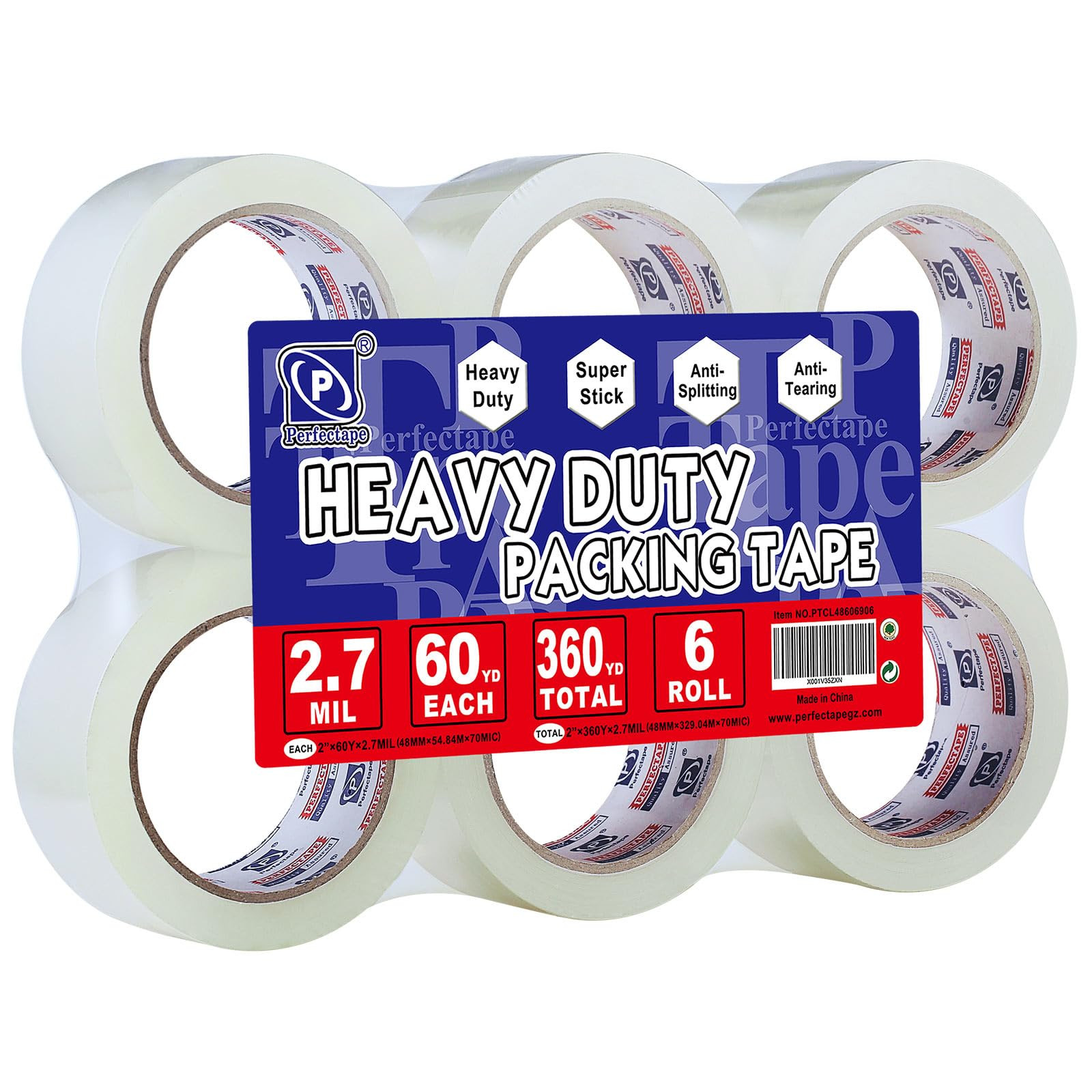 Heavy Duty Packing Tape 6 Rolls, Total 360Y, Clear, 2.7 mil, 1.88 inch x 60 Yards, Ultra Strong, ... | Amazon (US)