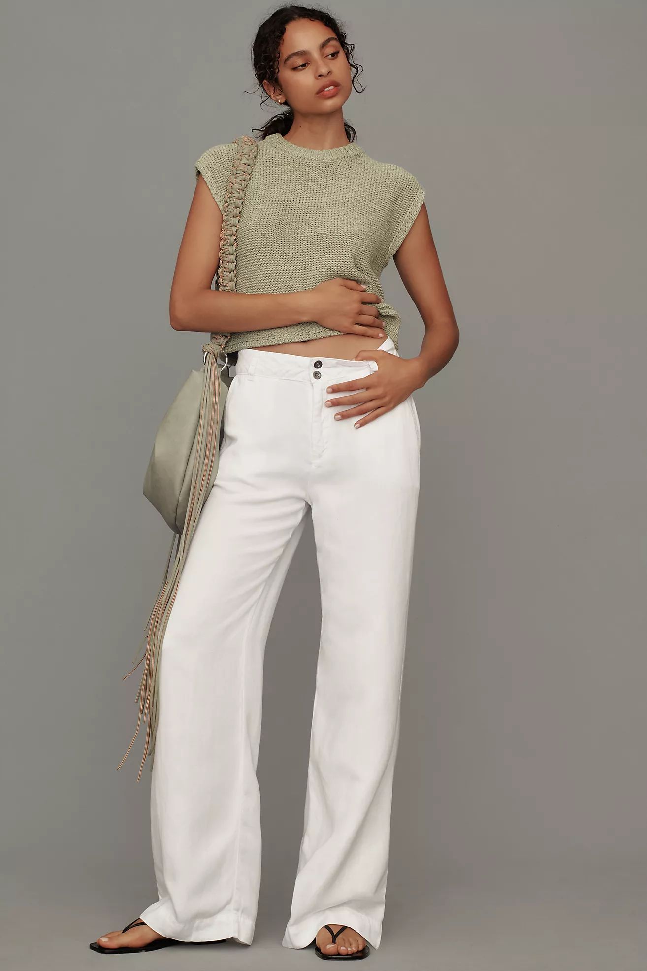 Cloth & Stone Linen Clean-Hem High-Waist Wide-Leg Pants | Anthropologie (US)