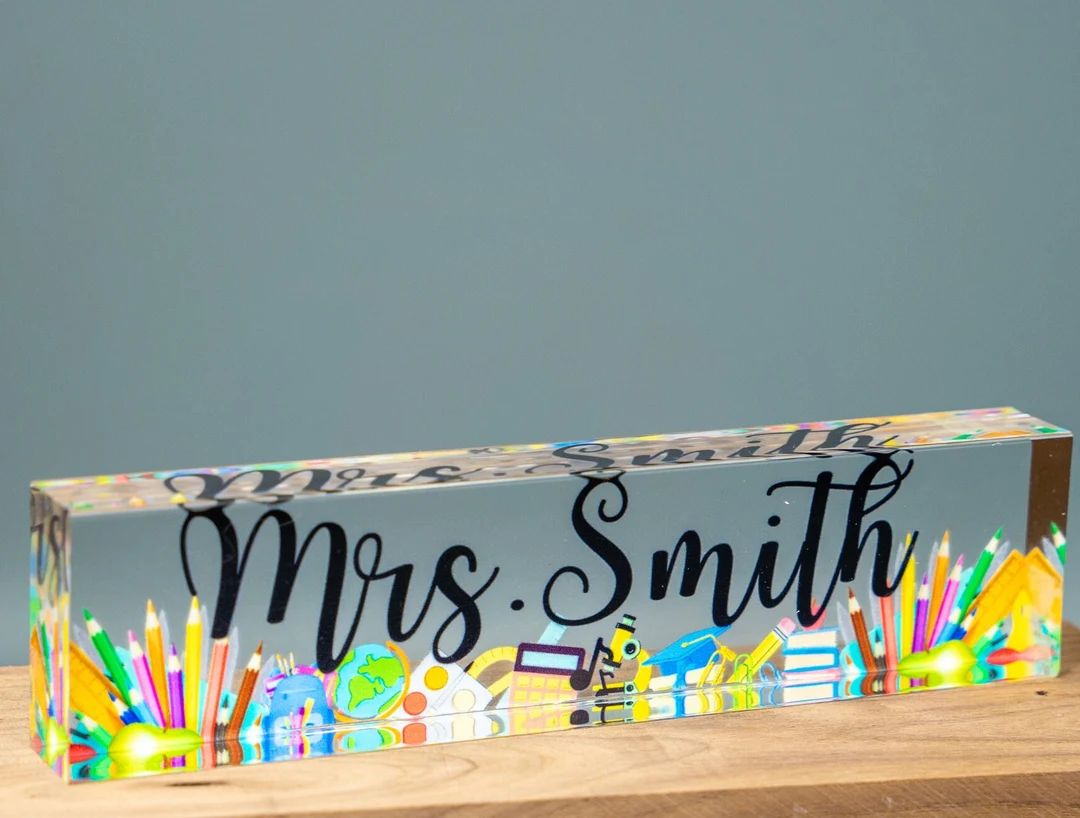 Teacher Back to School Gift Custom Desk Name Plate Plaque - Etsy | Etsy (US)