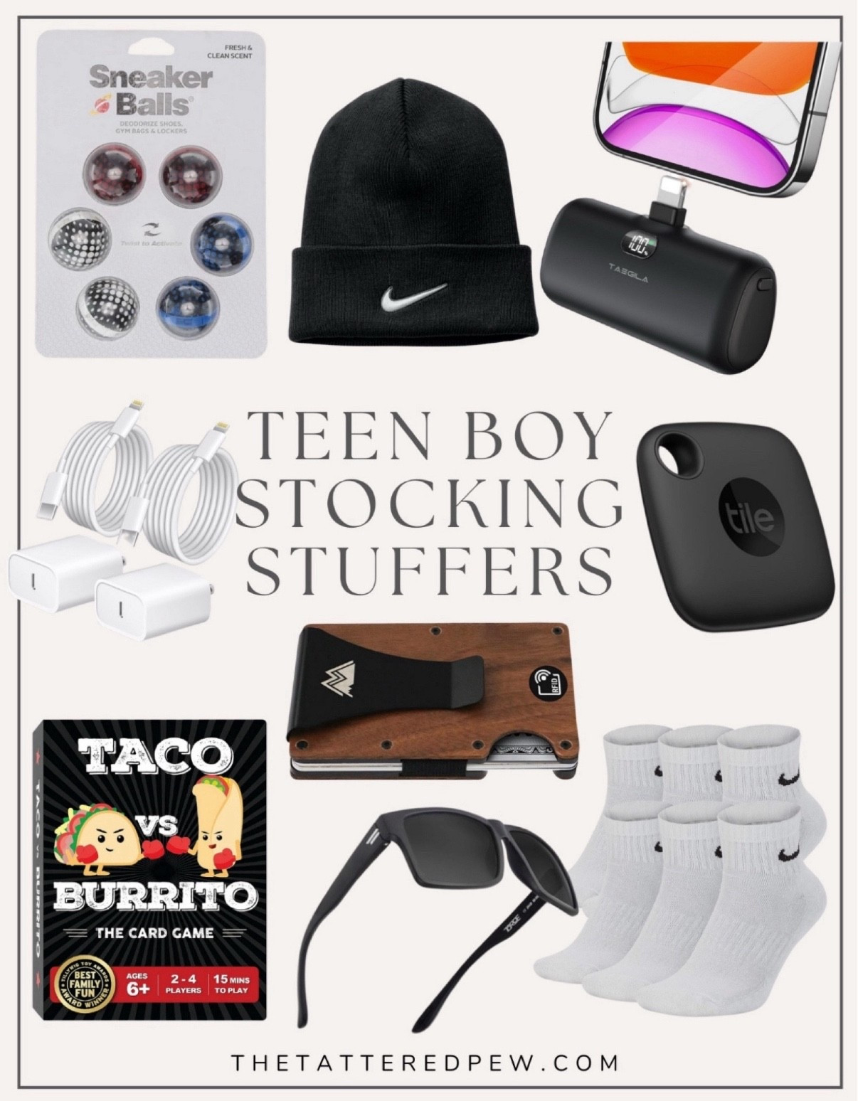 Stocking stuffers for teen boys! 


Christmas gift ideas, Christmas 2023, gift guide teen boys, sunglasses, nike socks, portable charger, tile tracker, nike beanie, sneaker balls, card wallet  

#LTKSeasonal #LTKGiftGuide #LTKHoliday