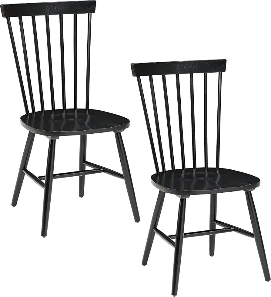 OSP Home Furnishings Eagle Ridge Traditional Windsor Style Solid Wood Dining Chairs 2-Pack, Black | Amazon (US)