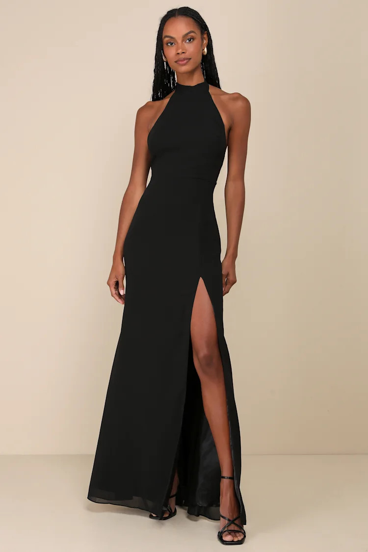 Captured Your Heart Black Halter Maxi Dress | Lulus