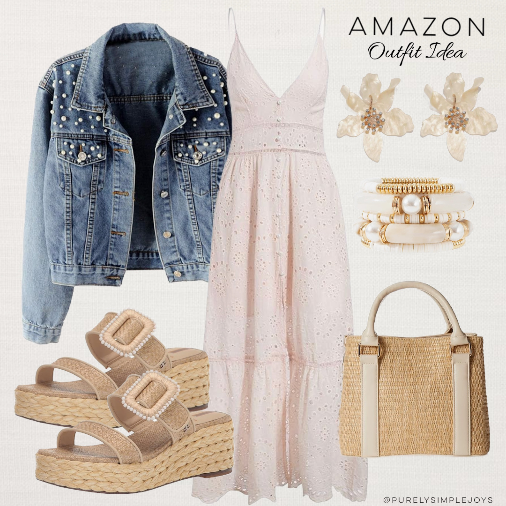 ⭐️ Amazon outfit idea 
Amazon spring outfit 
Vacation outfit 
Amazon dresses 
Jean jacket 
Denim jackets 
Spring sandals 
Amazon jewelry 
Amazon shoes 
Amazon sandals 
Spring break outfit 
Amazon white dress 
Pink dress 
Straw bag 
Rattan bag 
Rattan shoes 

#LTKSeasonal #LTKshoecrush #LTKfindsunder50