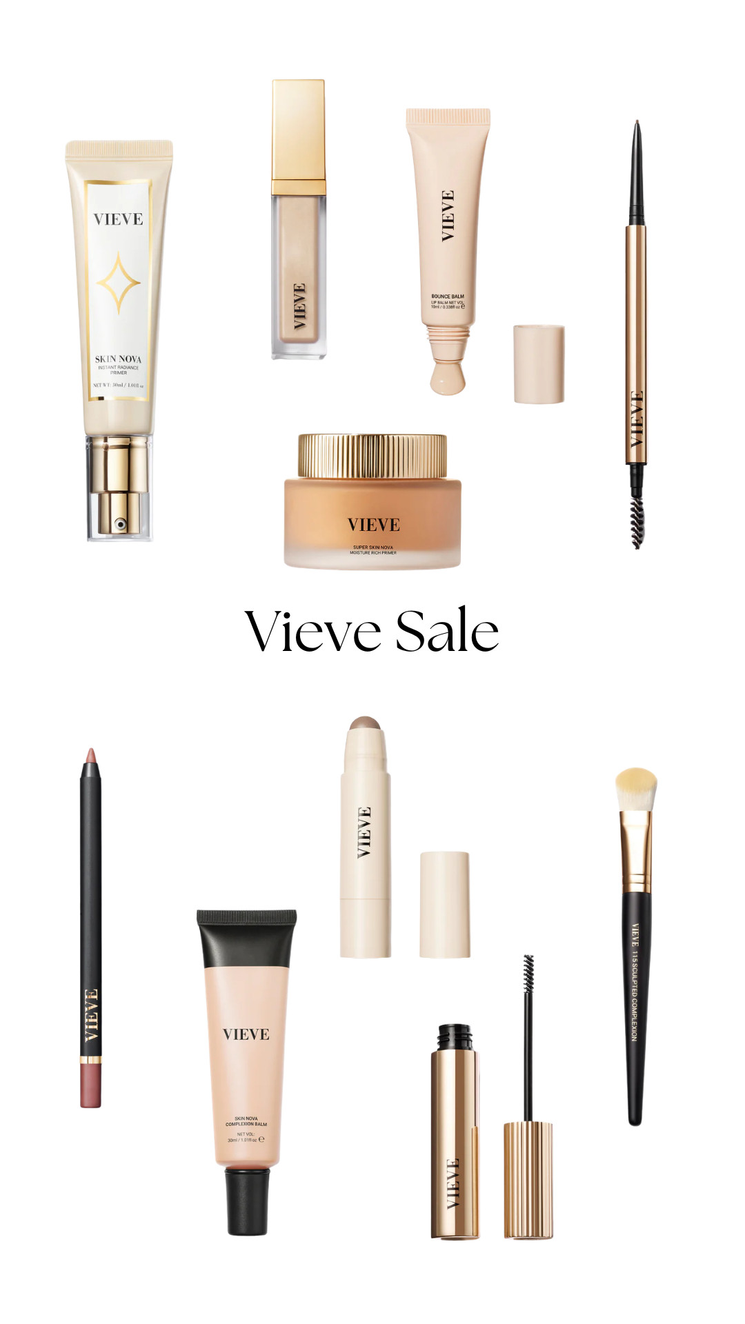 Vieve sale, Vieve beauty, beauty favourites, makeup sale, Skin Nova, Super Skin Nova, complexion balm, primer, lip balm, brow pencil, lip liner, mascara, makeup brush, complexion products, base makeup, glow makeup, luxury beauty, neutral beauty, everyday makeup, beauty deal 

 #LTKuk #LTKeurope #LTKsale