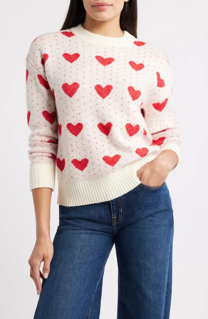 Jacquard Heart Crewneck Sweater | Nordstrom