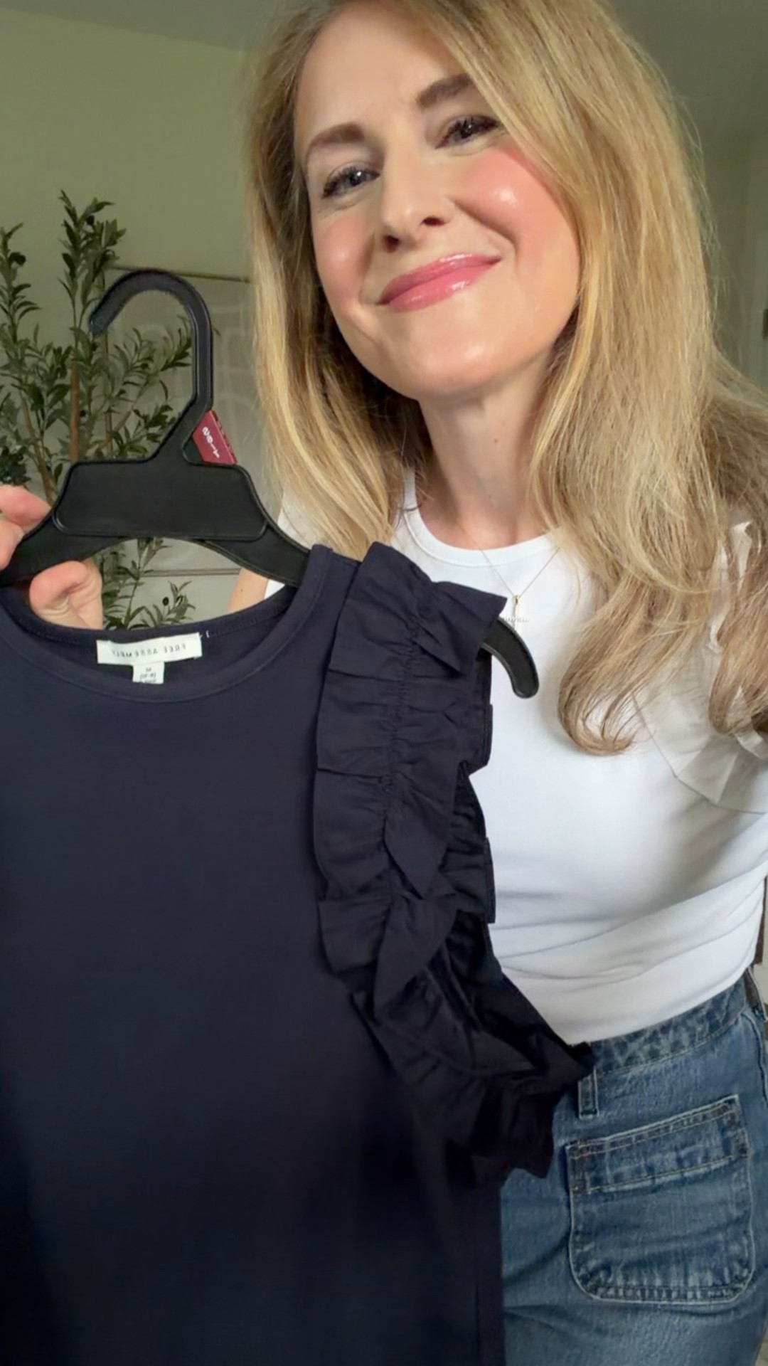 Comfy and cute too at Walmart with just enough ruffle to make them interesting! I’m actually wearing a small in the white and got the navy in the medium, either works - they’re a stretchy fitter style. #walmartfashion

#LTKOver40