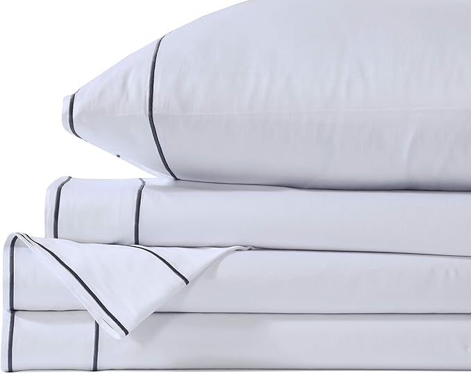 Lasimonne 400 Thread Count Cotton Sheet Sets, 100% Pure Combed Cotton Stylish Hotel Stitch Sheets... | Amazon (US)