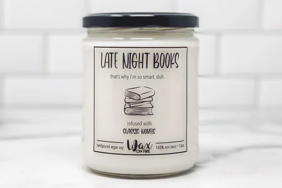 Late Night Books Leather Scented Candle Bookworm Gift Book Gift Bookish Candle Book Lover Gift Bo... | Etsy (US)