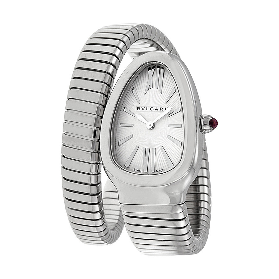 Pre-owned Bvlgari Serpenti Silver Dial Ladies Watch 101817 | Jomashop.com & JomaDeals.com
