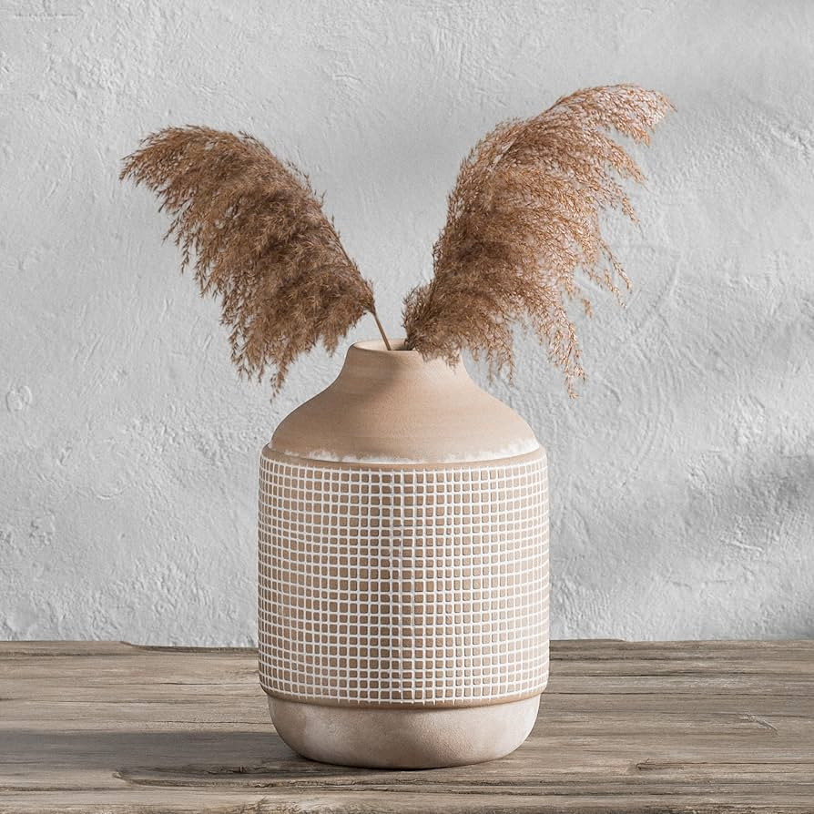 WVSVW Terracotta Vase, Modern Farmhouse Decor Vase, Rustic Home Decor Vase, Ceramic Vase Home Dec... | Amazon (US)