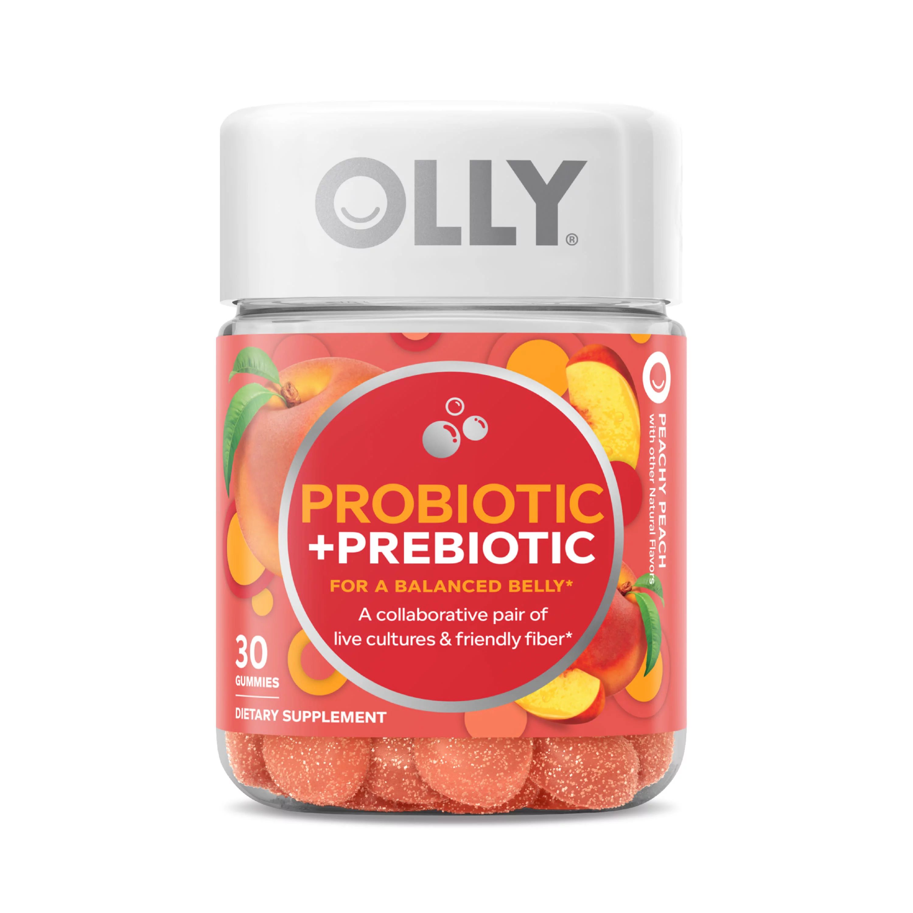 OLLY Probiotic + Prebiotic Gummy, Digestive + Gut Health, Peach, 30 Ct | Walmart (US)