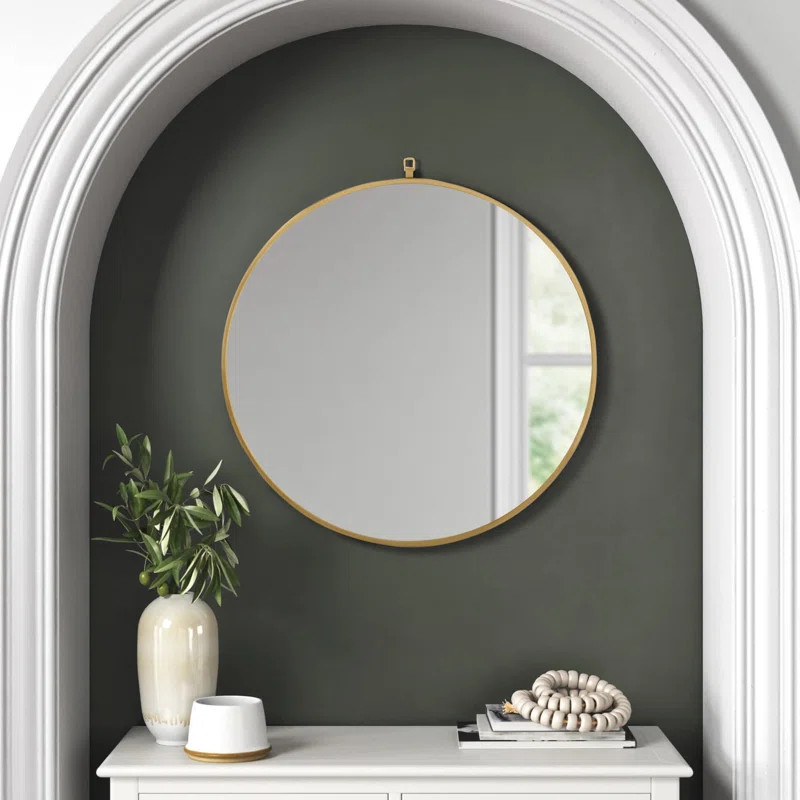 48" x 48"  Brass Cassie Round Metal Wall Mirror | Wayfair North America