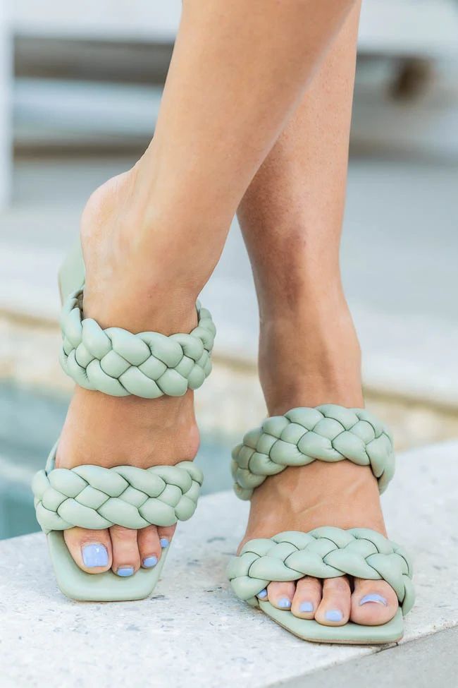 Andi Sage Braided Double Strap Block Heels FINAL SALE | Pink Lily