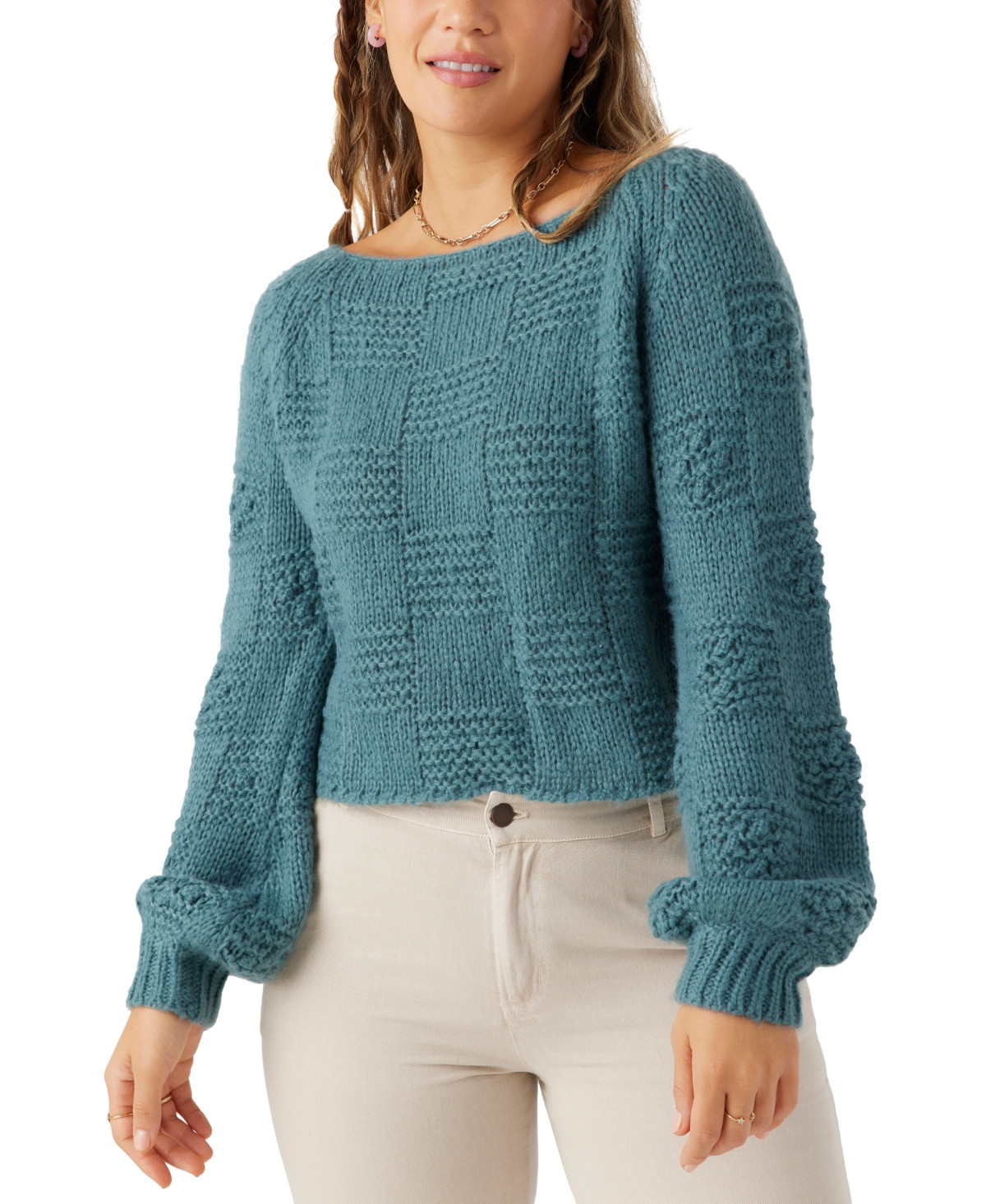O'Neill Juniors' Sacha Boat-Neck Long-Sleeve Sweater - Silver Pine | Macy's