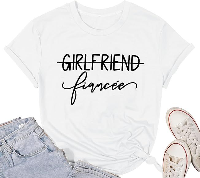 Girlfriend Fiancee Shirt Women Cute Engagement T-Shirt from Miss to Mrs Gift for Bride Honeymoon ... | Amazon (US)