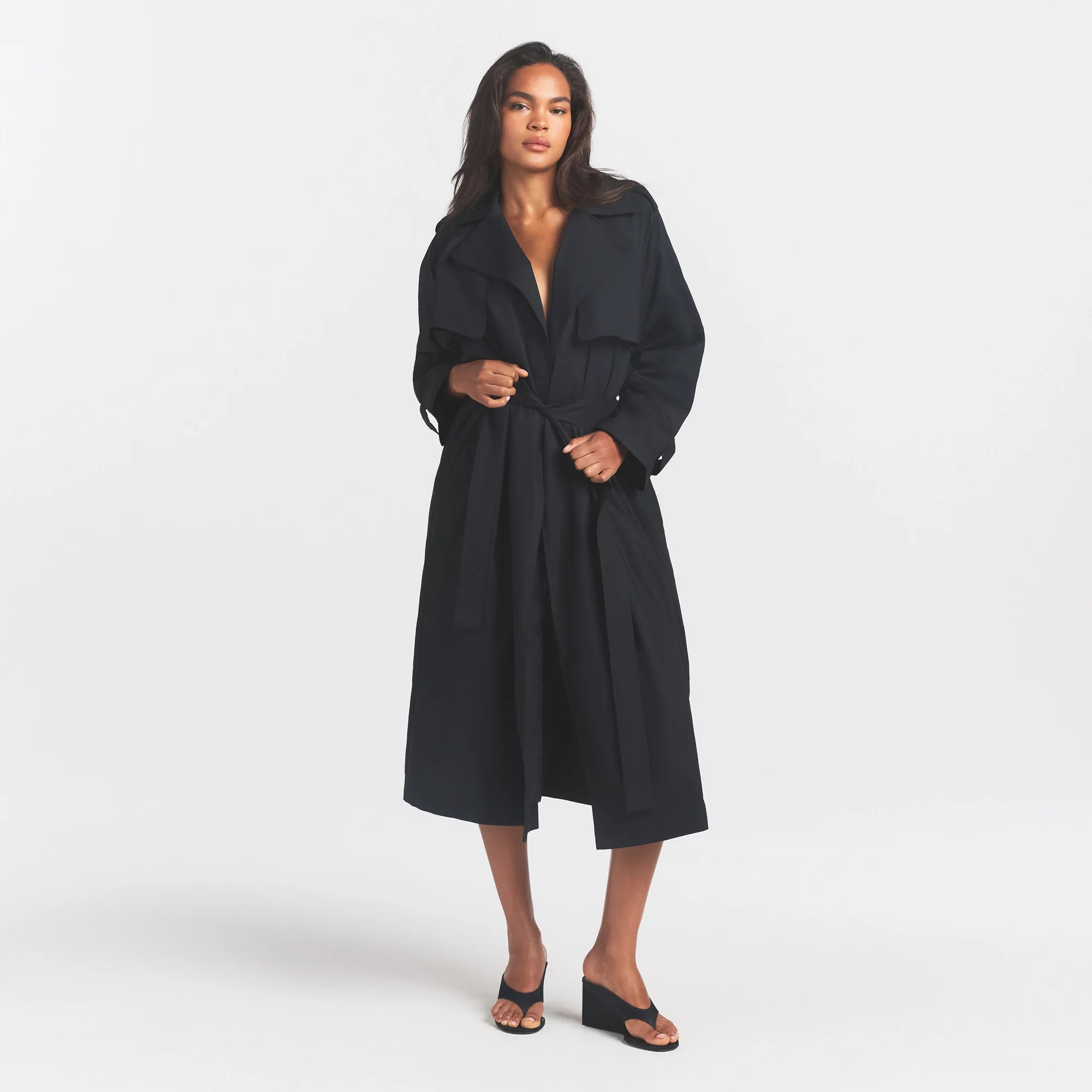 SKIMS Oversized Trench Coat | Black | XL | Woven Cotton | SKIMS (US)
