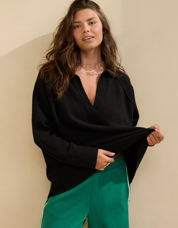 Aerie unREAL Polo Sweater | Aerie