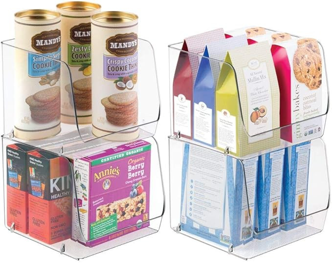 mDesign Extra Large Household Stackable Plastic Food Storage Organizer Bin Basket with Wide Open ... | Amazon (US)