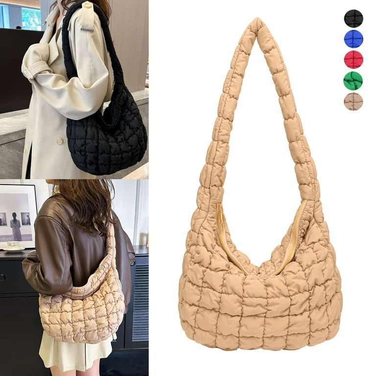 Spencer Women Puffer Shoulder Bag Quilted Tote Bag Lightweight Puffy Handbag Satchel Crossbody Ba... | Walmart (US)