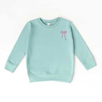 The Juniper Shop Embroidered Thin Bow Toddler Graphic Sweatshirt - 5/6 - Seafoam | Target